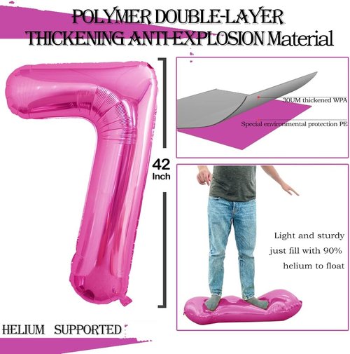 GOER Jumbo 42-Inch Number 17 Balloons - Sweet 17 Birthday Party Decorations | Hot Pink Foil Helium