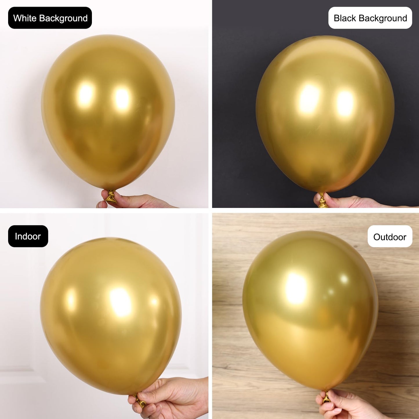 RUBFAC 135pcs Gold Balloons Different Sizes 18 12 10 5 Inch for Garland Arch, Latex Metallic Balloon for Birthday Graduation Party Wedding Decorations