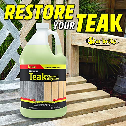 Teak Cleaner & Brightener Gallon - Restores Weathered Wood, 128 OZ - Star Brite