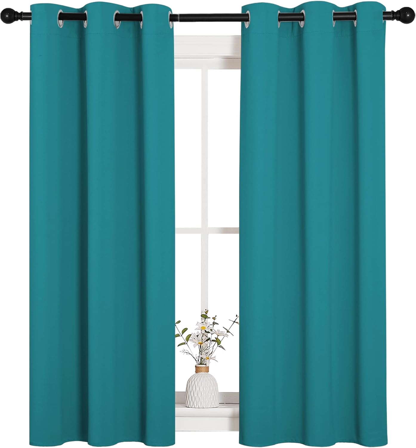 NICETOWN Blackout Curtains - Thermal Insulated Room Darkening Panels | 54 Inch Length, Peacock Teal, 2 Pieces