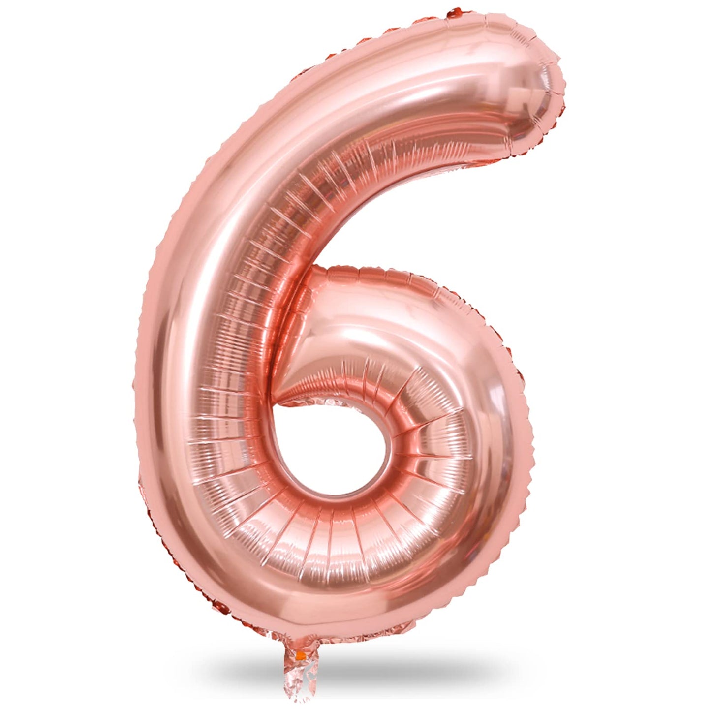 Rose Gold Foil Balloon Number 6, 40'' Giant Self Inflating Number Balloons Set 0-9, Large Number 6 Helium Balloon for Girls Women 6th Birthday Graduation Anniversary Party Decorations Supplies