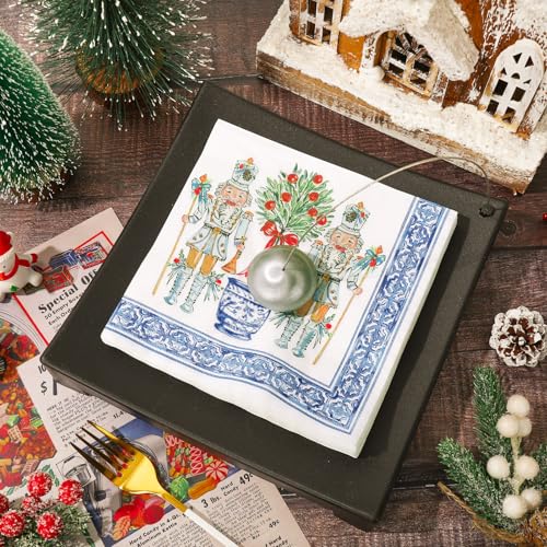 JarThenaAMCS 50 Pcs Christmas Luncheon Napkins - Nutcracker Topiary Chinoiserie Disposable Dinner Napkins