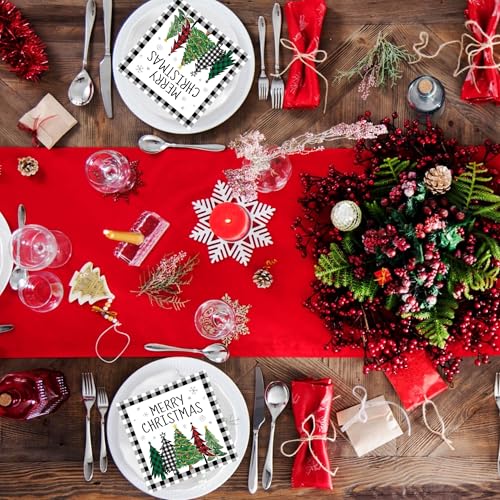 20Pcs Christmas Paper Napkins, Xmas Tree Farmhouse Disposable Napkins