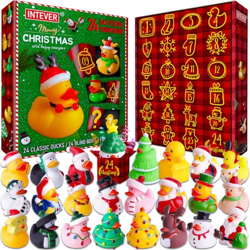 Intever Christmas Advent Calendar with 24 Surprise Rubber Ducks - Holiday Countdown
