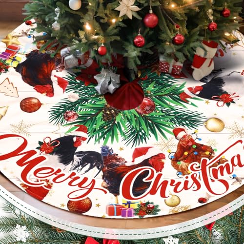 Shellwei 36-Inch Multicolor Cat Pattern Christmas Tree Skirt Holiday Decor