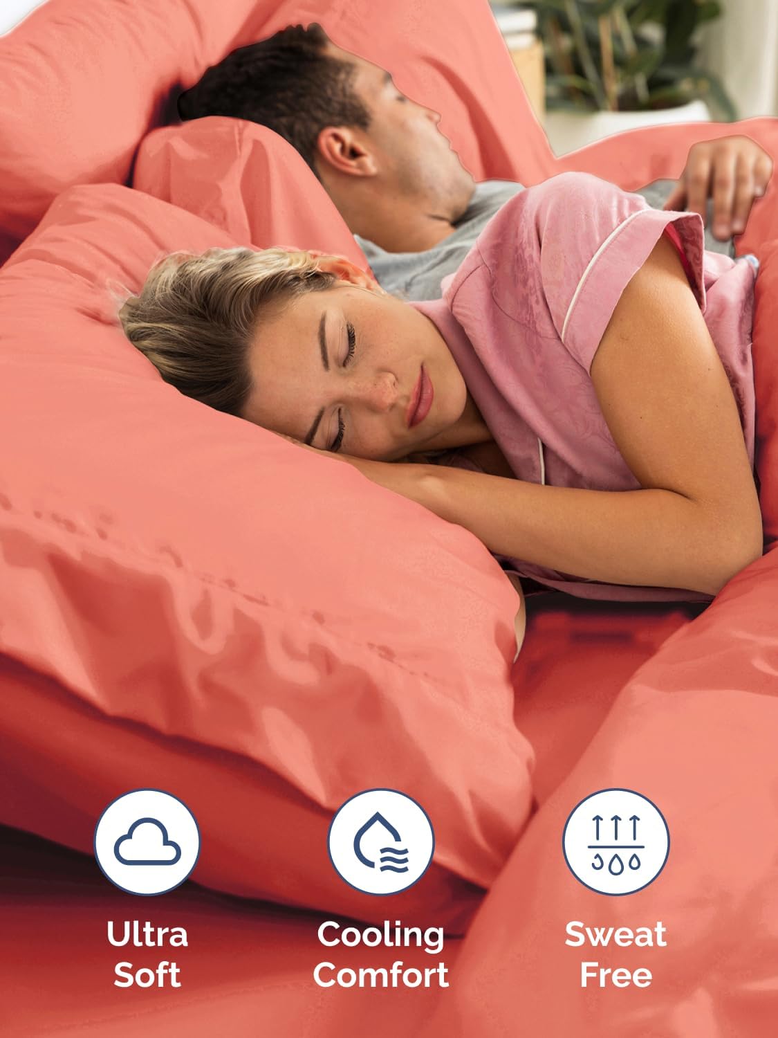 Skiennix Extra Deep Queen Sheet Set - 6 Piece Breathable Cooling Bedding - Soft Wrinkle-Free Coral