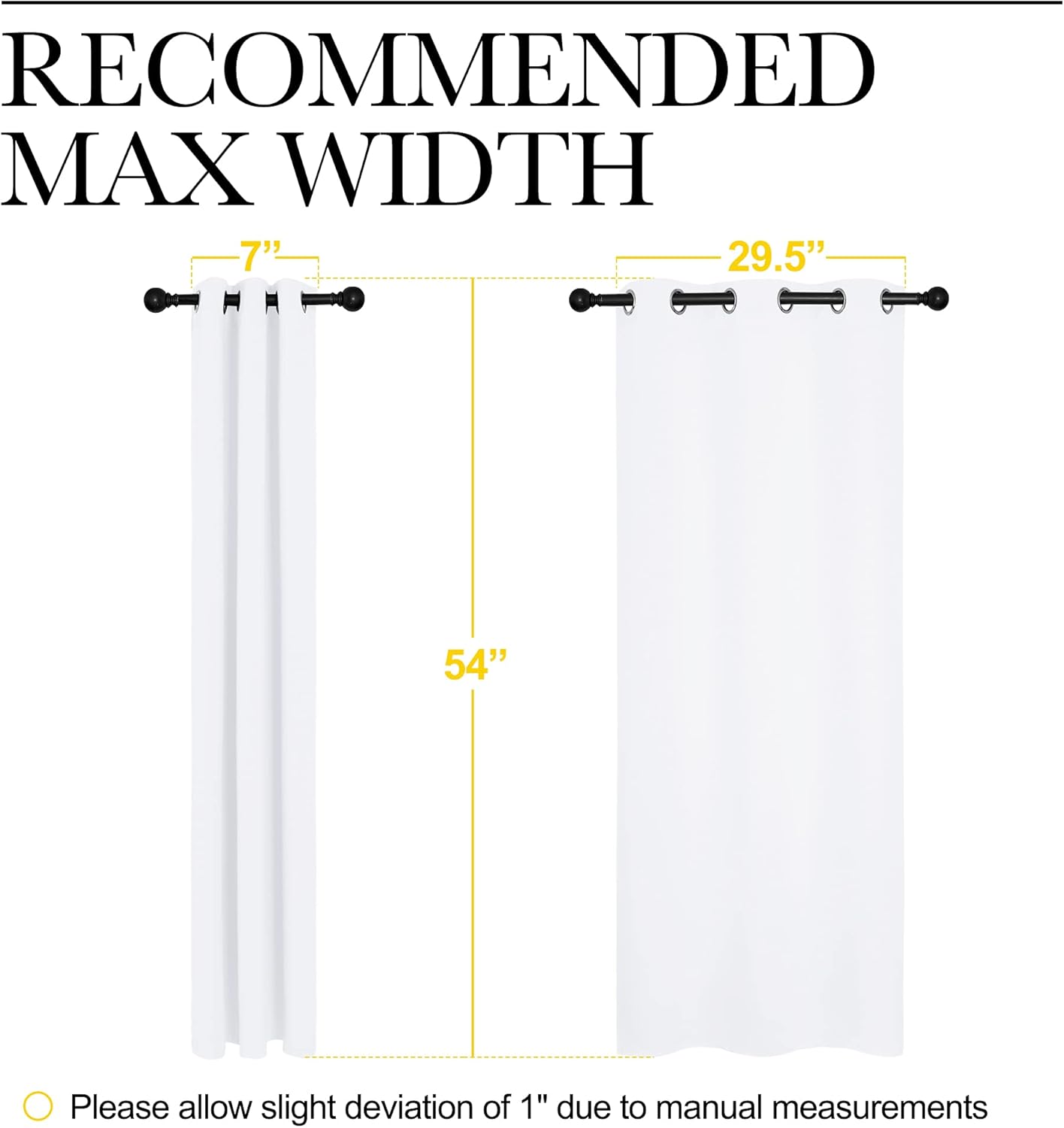 NICETOWN Light Blocking Curtain Panels - Easy-Care Solid Grommet Drapes for Bedroom | 2 Panels, 34"x54", White