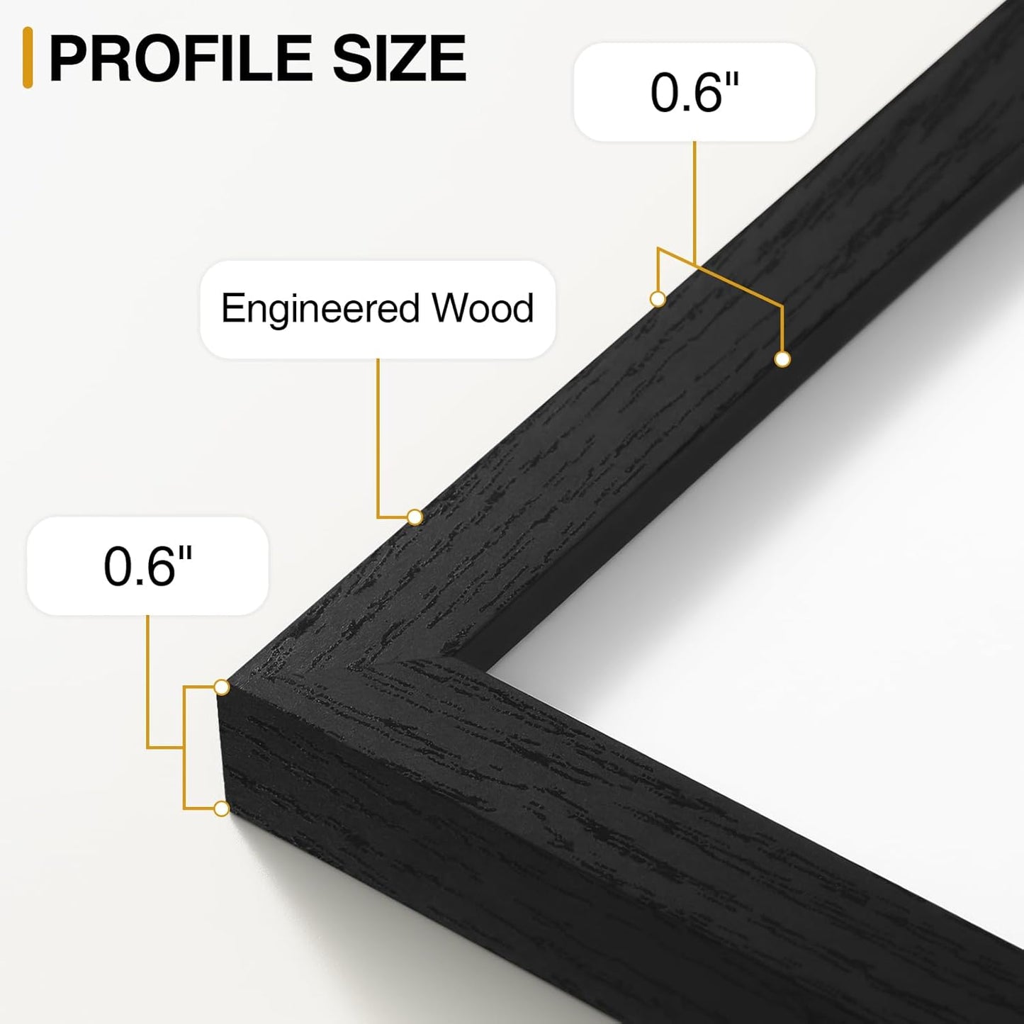 Vittanly 4x6 Picture Frame Set of 3 - Versatile Wall Mount & Tabletop Display | Black Engineered Wood
