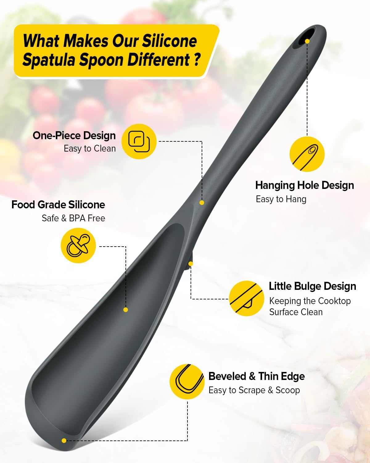 Skiennix Cooking Spoons - BPA-Free Non-Stick Spatula Set | Pack of 2, Gray-Blue Color