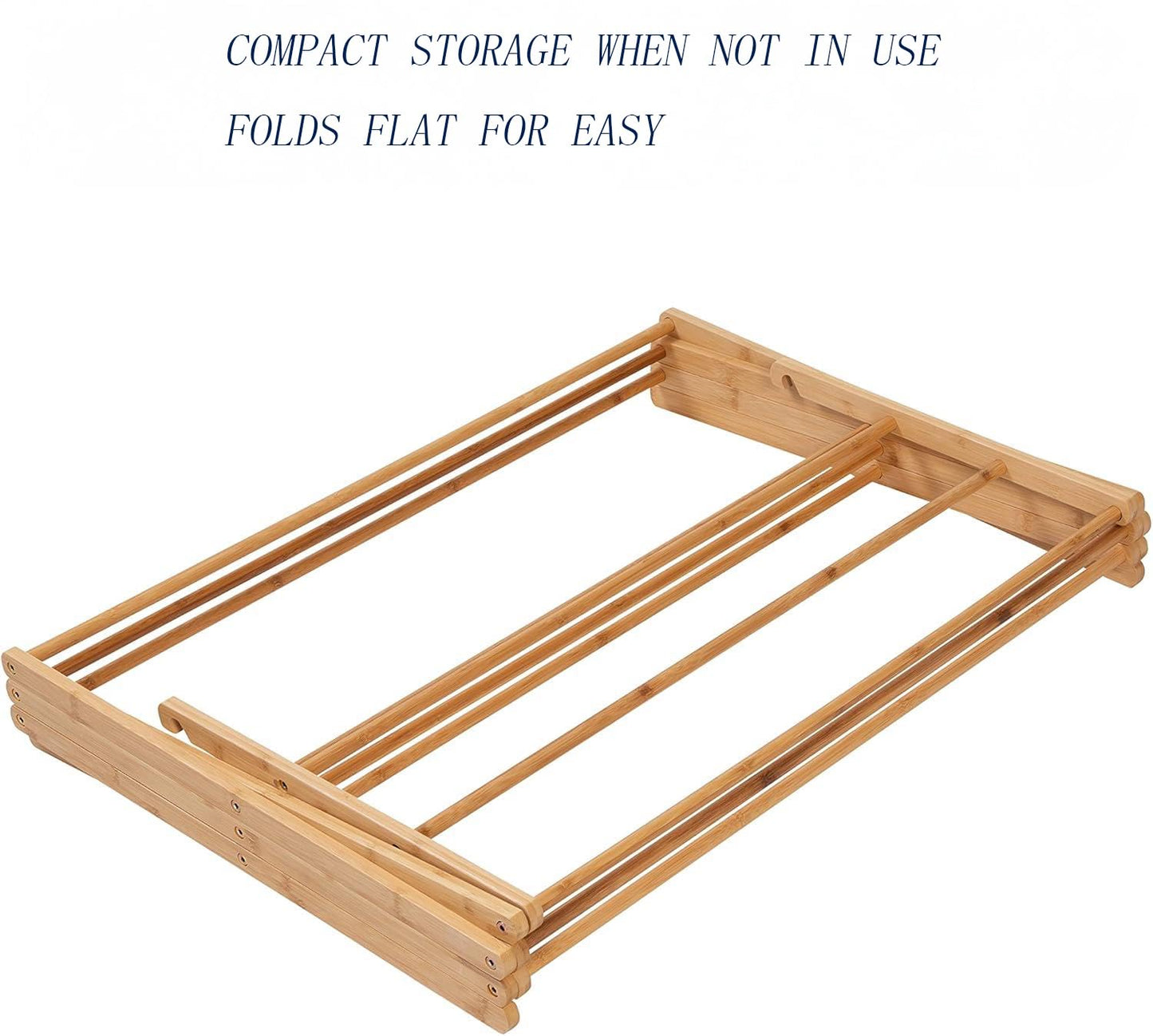 Collapsible Bamboo Drying Rack – Foldable Laundry Drying Stand for Indoor/Outdoor Use – Space-Saving Clothes Rack for Towels, Blankets & Delicates