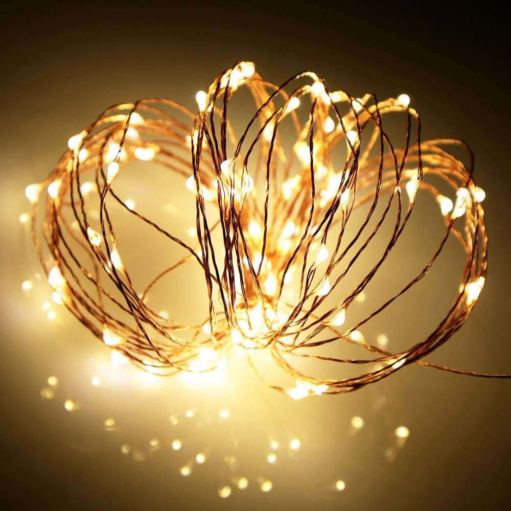 Ariceleo LED Fairy Lights - Battery Operated Copper Wire String Lights | 16ft Warm White for Bedroom & Events