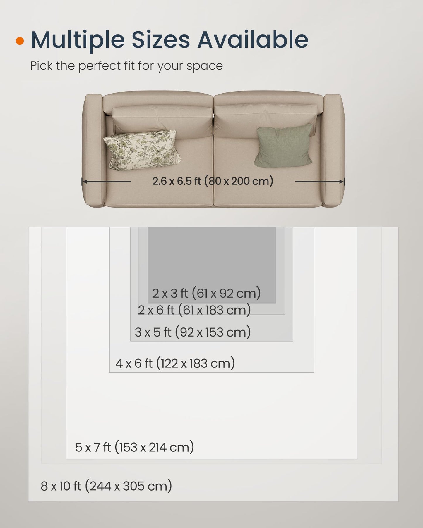 SONGMICS HOME Area Rug, 5x7 ft Living Room Rug, Non-Slip Carpet, Farmhouse Style Rug, Home Decor, for Bedroom, Kitchen, Entryway, Dining Room, Machine Washable, Dove Gray UTAR085G01