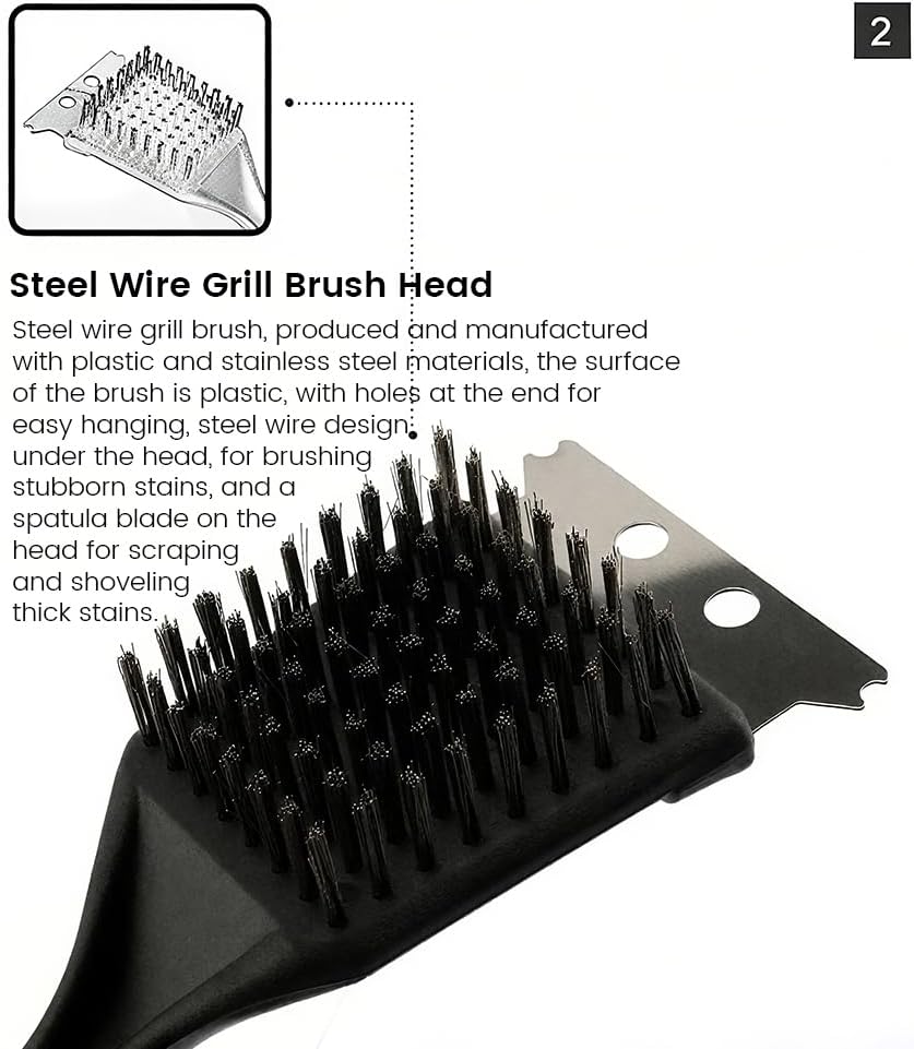 Skiennix Heavy-Duty Grill Brush - Stainless Steel Wire Scraper for Outdoor BBQ Cleaning