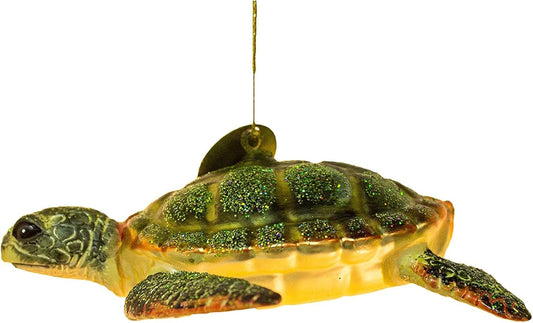 Sea Turtle Blown Glass Christmas Ornament - 5 Inch Holiday Decor
