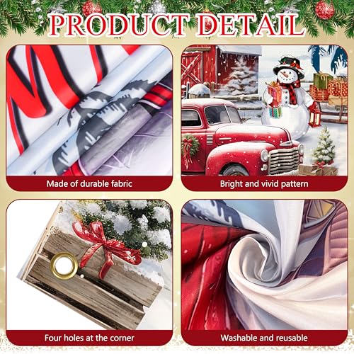 Fayoo White Snowmen Christmas Door Banner 35x70 inches with Rope - Holiday Decor