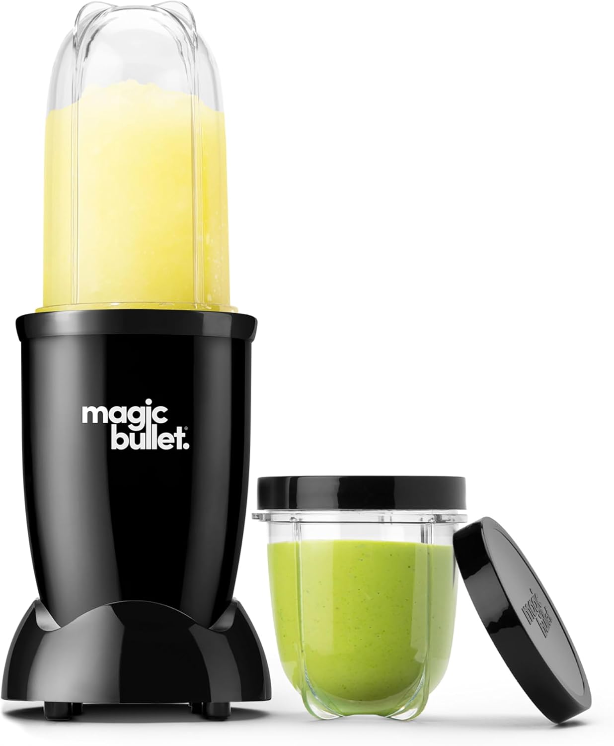 Magic Bullet Blender Set - 7-Piece 250W Blender & Food Processor with 2 Cups - Compact Silver Design for Smoothies & Sauces