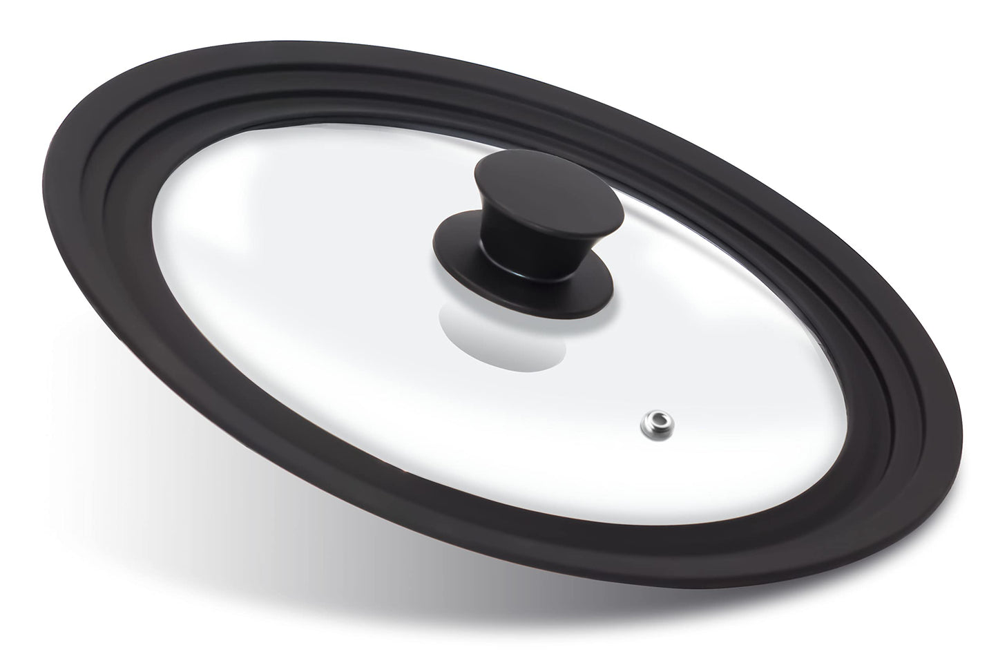 Anaeat Silicone Universal Lid for Pots, Pans and Skillets - Tempered Glass Covered with Heat Resistant Silicone Rim Fits 10", 11" and 12" Diameter Cookware -Easy to Use Replacement Frying Pan Cover
