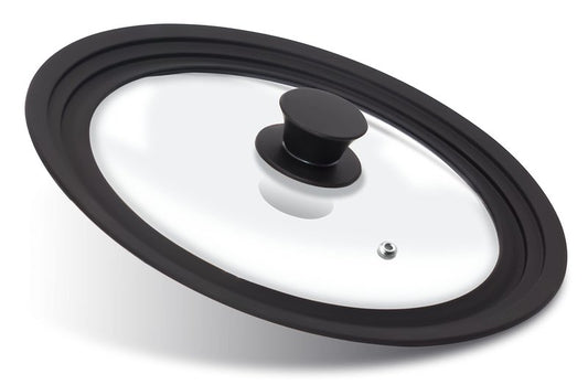 Anaeat Silicone Universal Lid for Pots, Pans and Skillets - Tempered Glass Covered with Heat Resistant Silicone Rim Fits 10", 11" and 12" Diameter Cookware -Easy to Use Replacement Frying Pan Cover