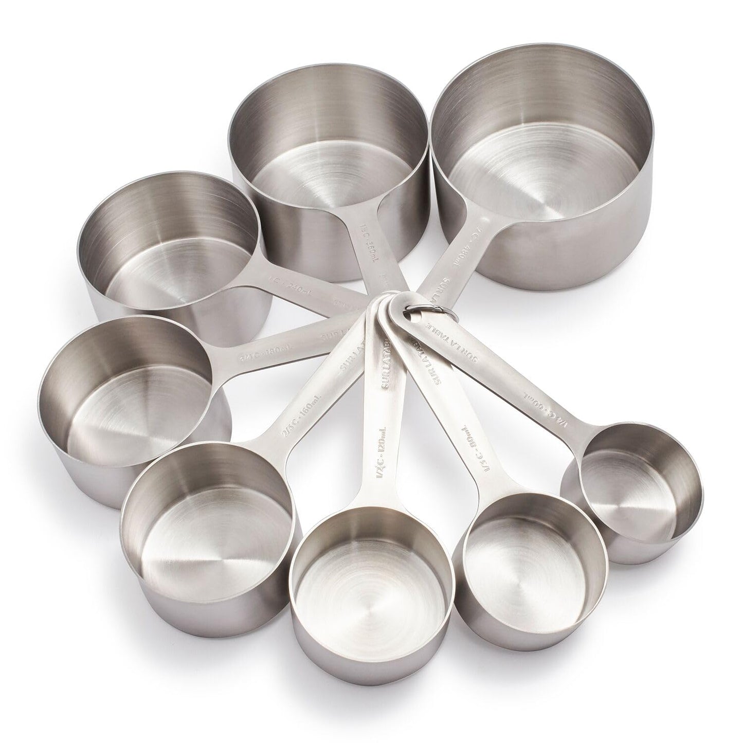 Sur La Table Stainless Steel Measuring Cups, Set of 8, Silver