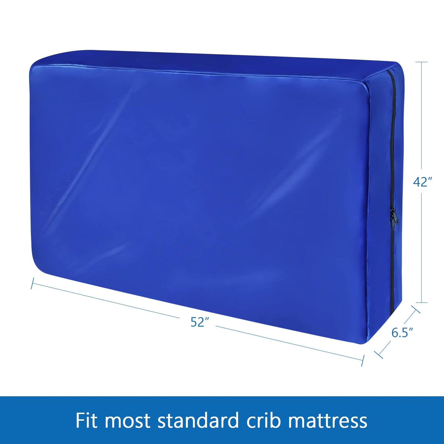 Crib Mattress Bag Waterproof, Heavy Duty Crib Mattress Moving Bag with Strong Zipper, Reusable Mattress Cover for Moving, Blue