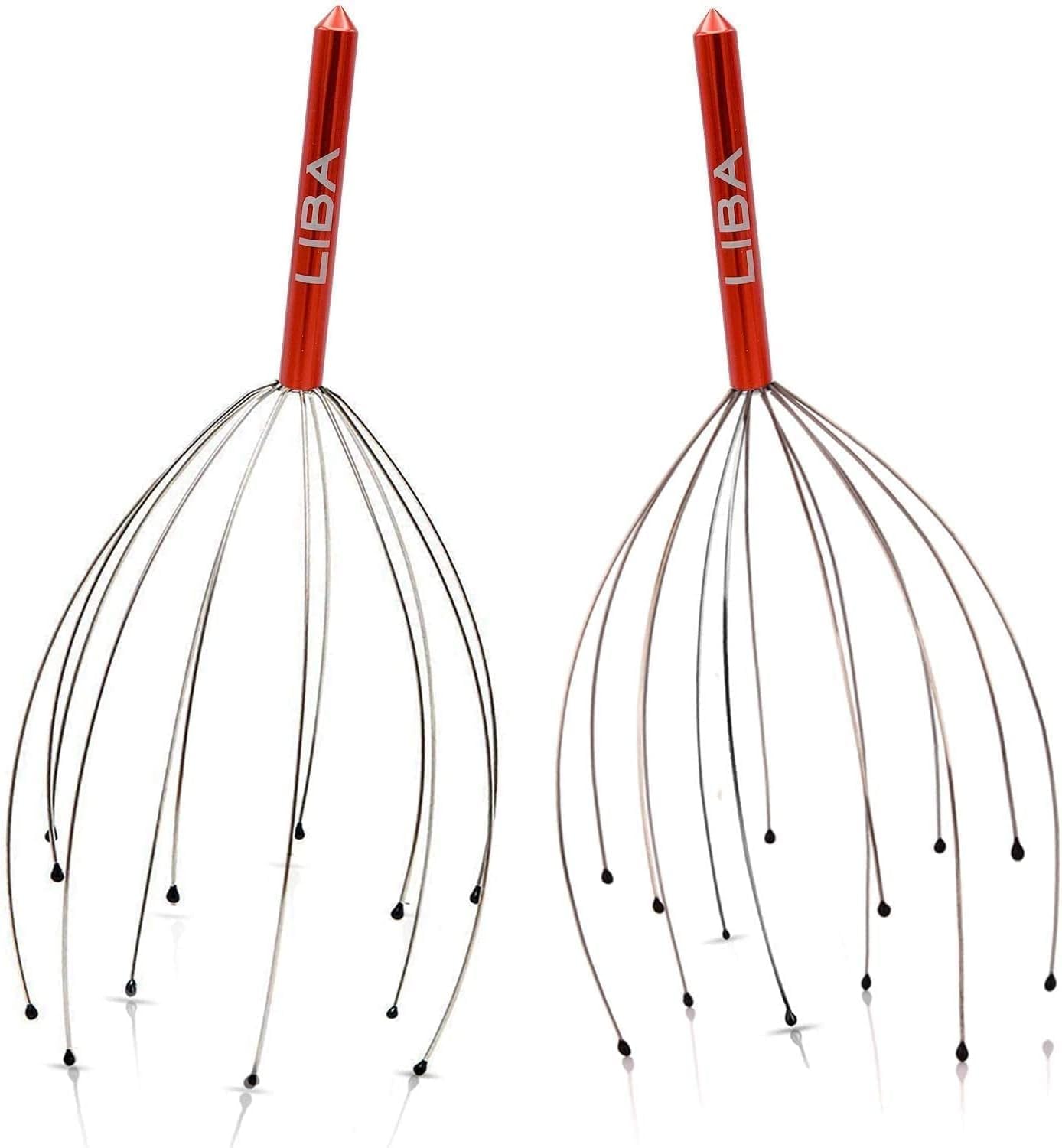 LiBa Scalp Massager Tool - 2-Pack Gentle Hair Scratcher for Pain-Free Massage | Red Rubber Beads