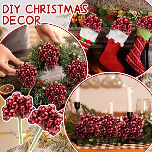 Soulchen Burgundy Christmas Berry Tree Picks Set of 6 - Holiday Ornaments
