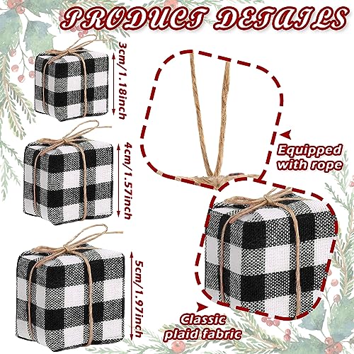 Chivao 24Pcs Mini Christmas Presents Ornaments Buffalo Plaid Multi-Color 1.57in
