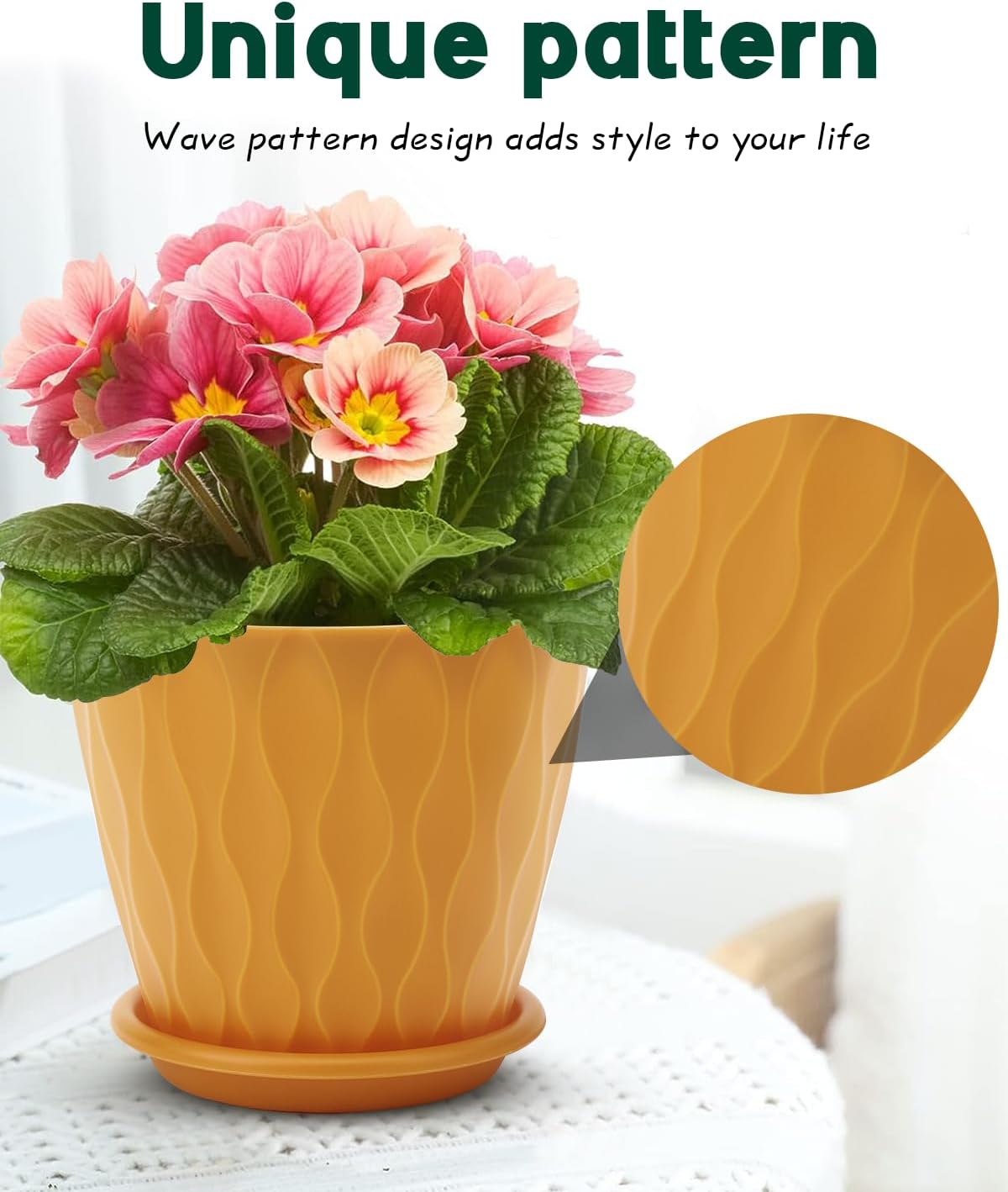 Skiennix 6-Inch Indoor Planter Pots - Drainage Hole & Tray Saucer | Multicolor, Set of 4