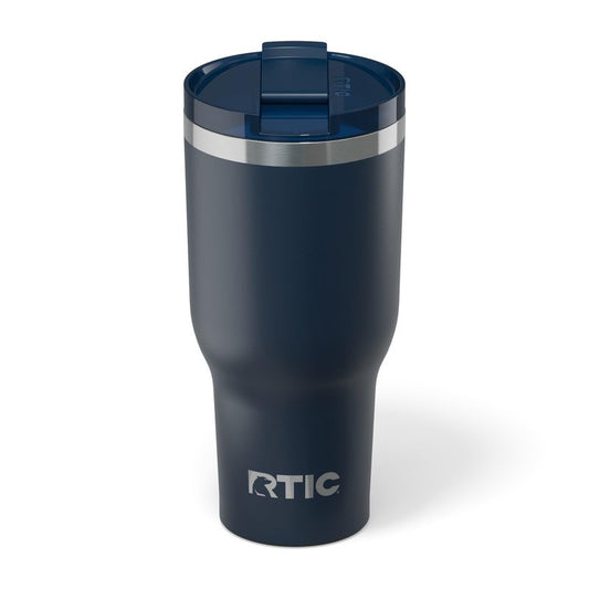 RTIC 40oz Essential Tumbler with Lid, Ceramic Lined, Insulated, Stainless Steel, Metal, Double Wall Vacuum-Insulation, Travel Cup for Iced Coffee, Tea, Hot and Cold Drink, Navy