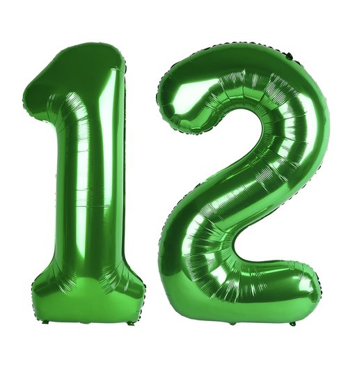 Green Number 12 Balloon 40 inch, 12 Number Balloons, 12th Green Birthday Decorations, 12 Year Old Girls Boys Party Supplies, St. Patrick's Day Games Theme Birthday Decorations