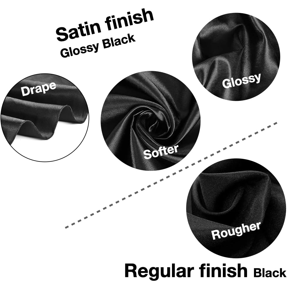 Urby Extra Large Table Cloths. 8+ft Rectangle Tables That Seats 8-10 Person, Ideal for Events Like Banquet, Weddings and Restaurants. Machine Washable Reuseable. Glossy Black. 90x156in.