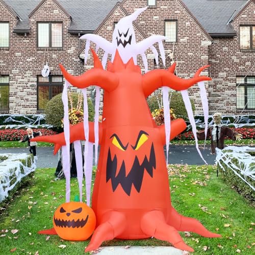 10 FT Halloween Inflatable Dead Tree with Pumpkin Ghost LED Outdoor Decor