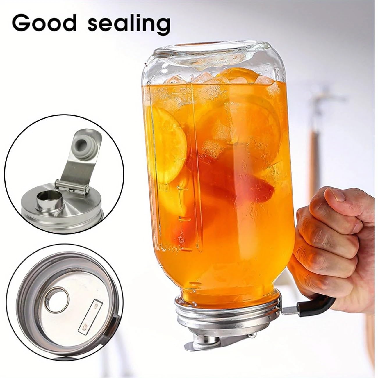 Wide Mouth Mason Jar Flip Pouring Spout Lids with Handle.Turns Mason Jar to Pitcher.Suitable for Drinking, Salad, Dressing Pouring, Leak-Proof (Wide Mouth with Handle)