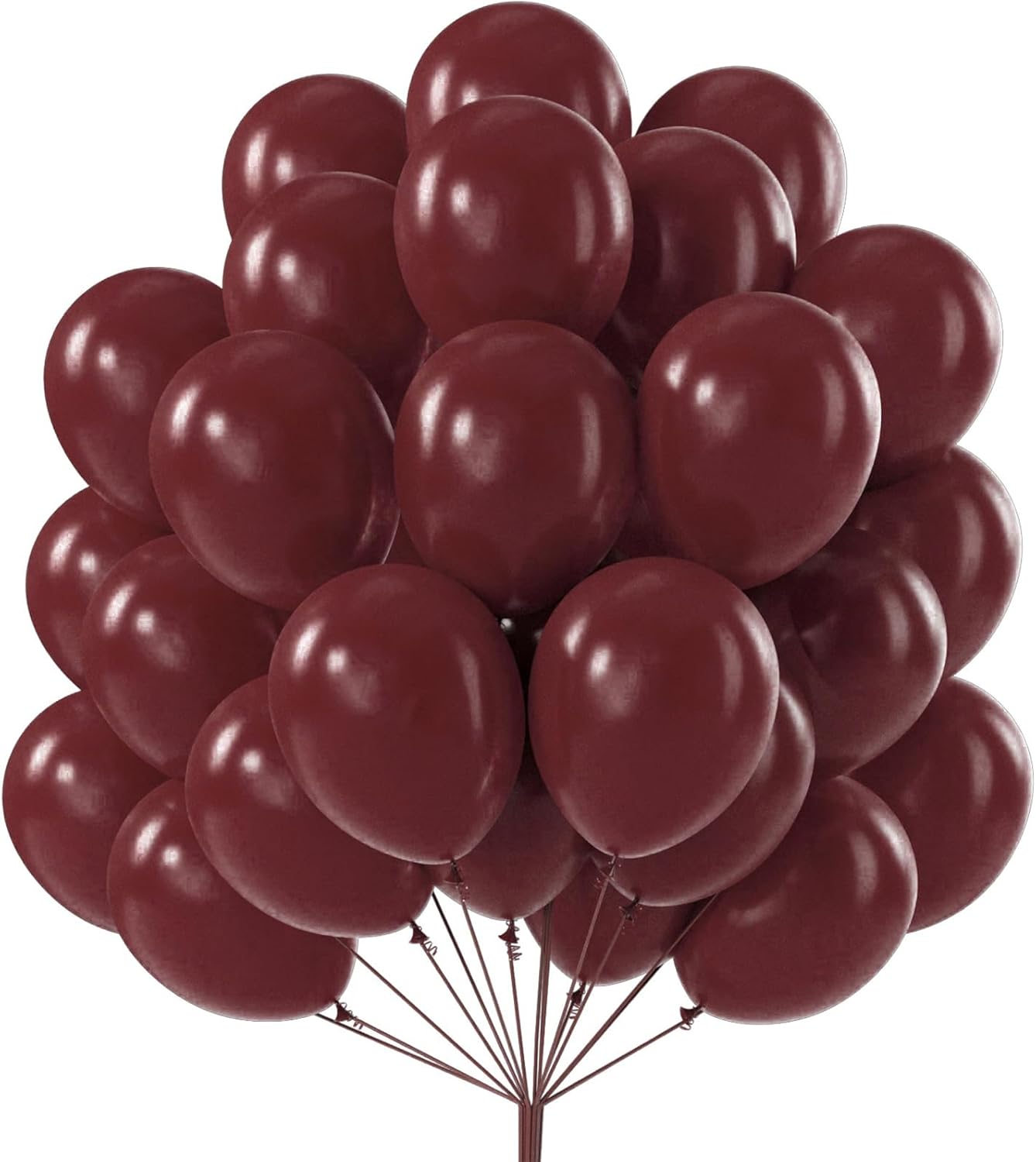 PartyWoo Burgundy Balloons - 50pcs 12 Inch Dark Chestnut Red Helium Balloons for Events & Celebrations