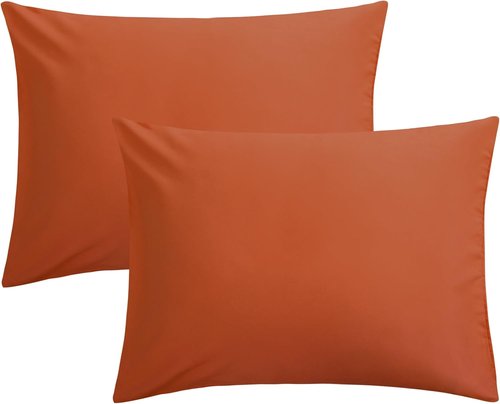 FLXXIE Pillow Cases - Soft Microfiber Standard Size Pillow Covers | Wrinkle & Stain Resistant, 2-Piece Set, 20x26, Burnt Orange