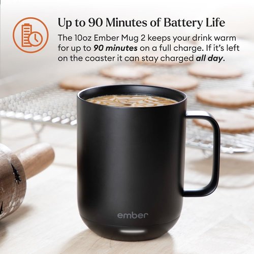 Ember Temperature Control Smart Mug 2, 10 Oz, App-Controlled Heated Coffee Mug with 80 Min Battery Life and Improved Design, Gold