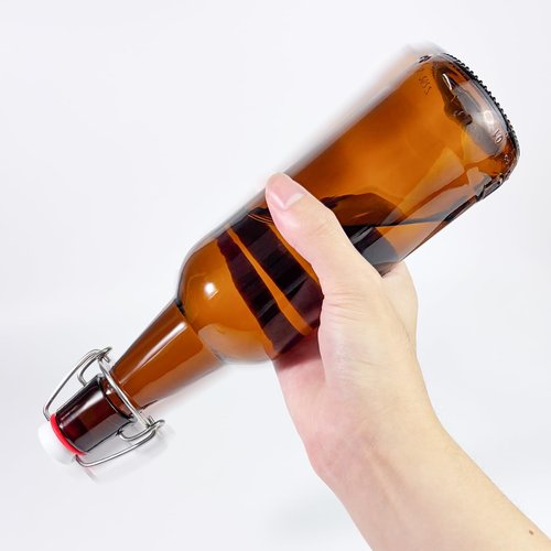 JOBVERT 2 Pack Amber Glass Beer Bottles, 16oz Swing Top Glass Bottles with Airtight Lid for Home Brewing,Kombucha, Vanilla Extract, Coquito, Vinegar, Beer