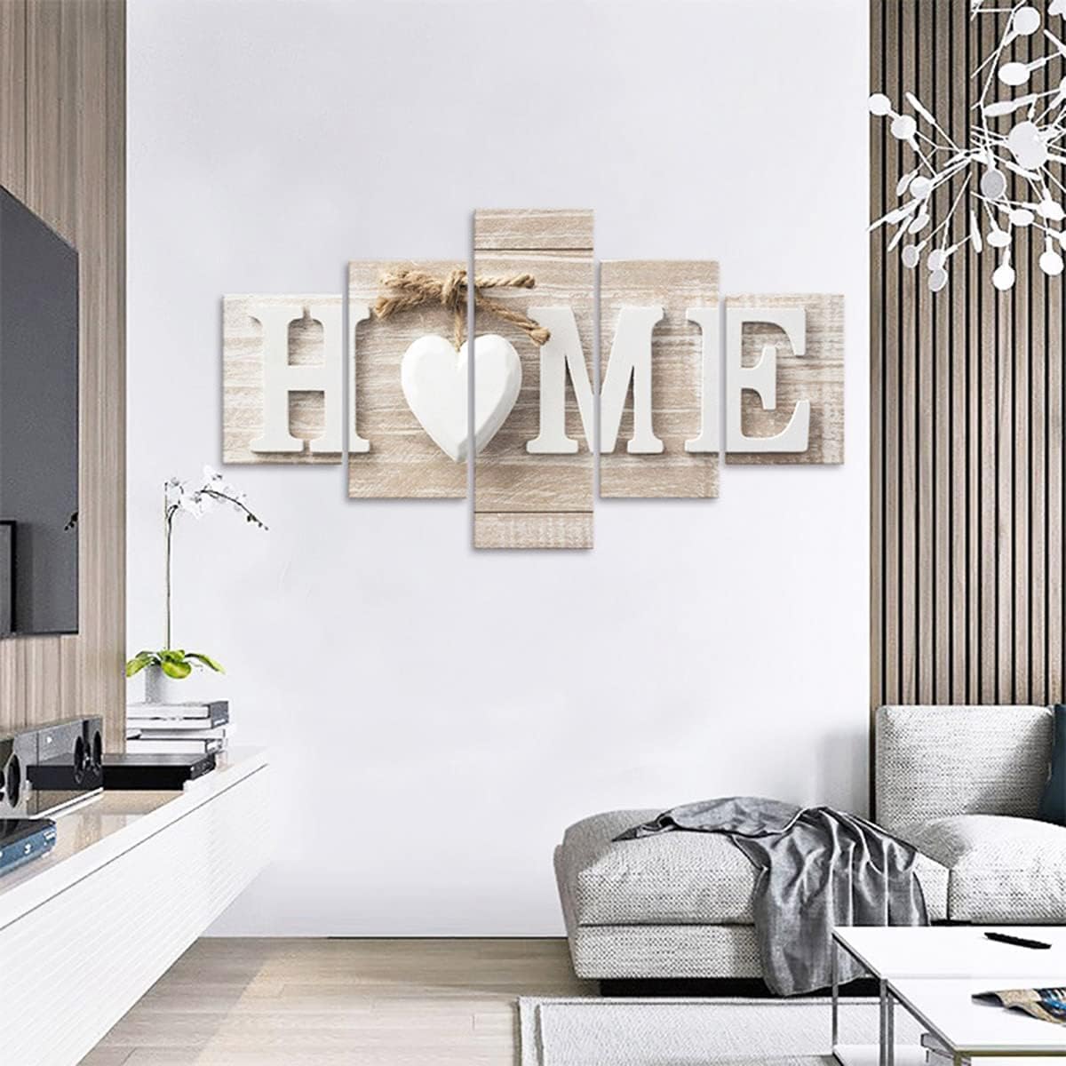 SUNYSUBY 5 Pieces Canvas Prints Wall Art HOME Sign Pictures Modern Painting Artwork Print Oil Print Framed Hang For Home Bedroom Living Room Decoration (HOME, W50 x H24)