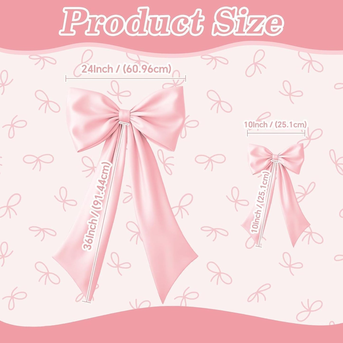Skiennix Pink Bow Decor - 2 Pack Large & Small Coquette Wall Backdrop for Valentine's Day & Weddings