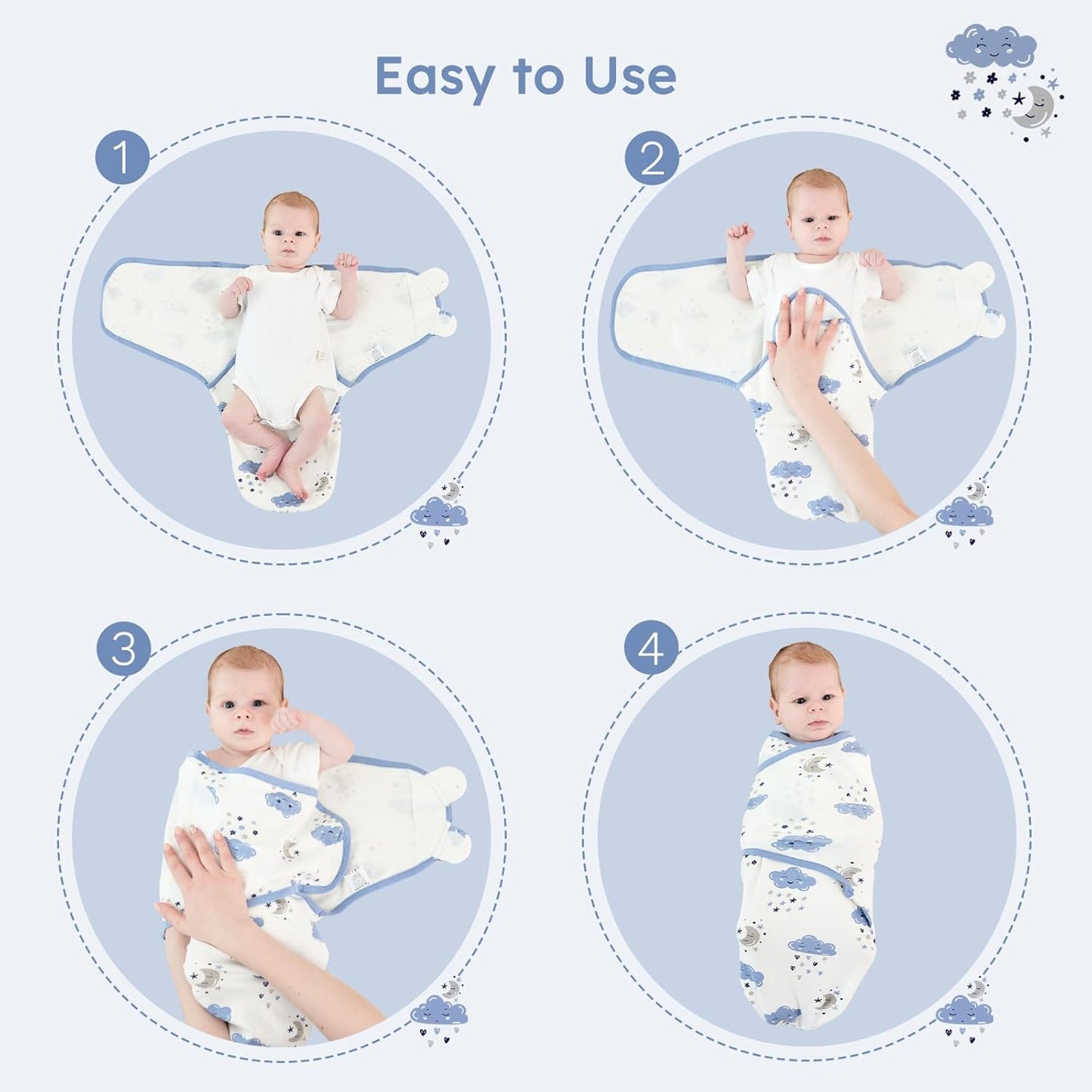 Yoofoss Baby Swaddles - 100% Cotton Adjustable Swaddle Sack | Breathable Soft 3-Pack for 3-6 Months