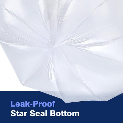 High-Density 7-10 Gallon Clear Trash Can Liners | 24'' x 24'' | 1000 Count for Office & Industrial Use