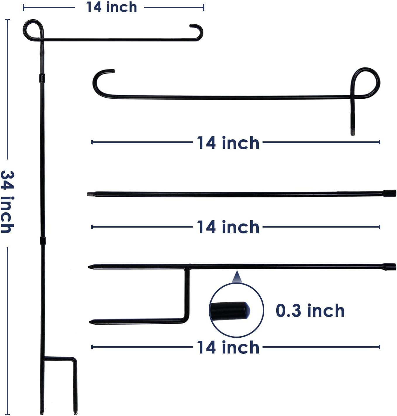 YEAHOME Garden Flag Stand Holder - Premium Weather-Proof Metal Flagpole for Outdoor Decor