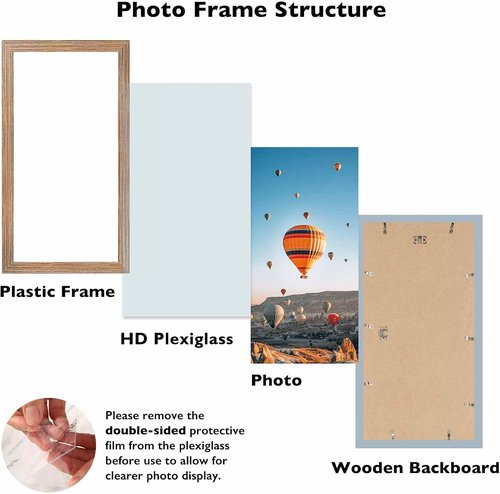 JCJMY 7x17 Picture Frame - Rustic Brown Wall Gallery Frame for Horizontal & Vertical Photos