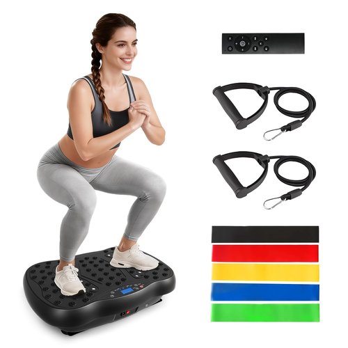FURFAST Vibration Plate Exercise Machine, 10 Auto Modes/200-Levels Vibrating Plate for Lymphatic Drainage Weight Loss, 450lbs Capacity Whole Body Shake Plate for Women Men