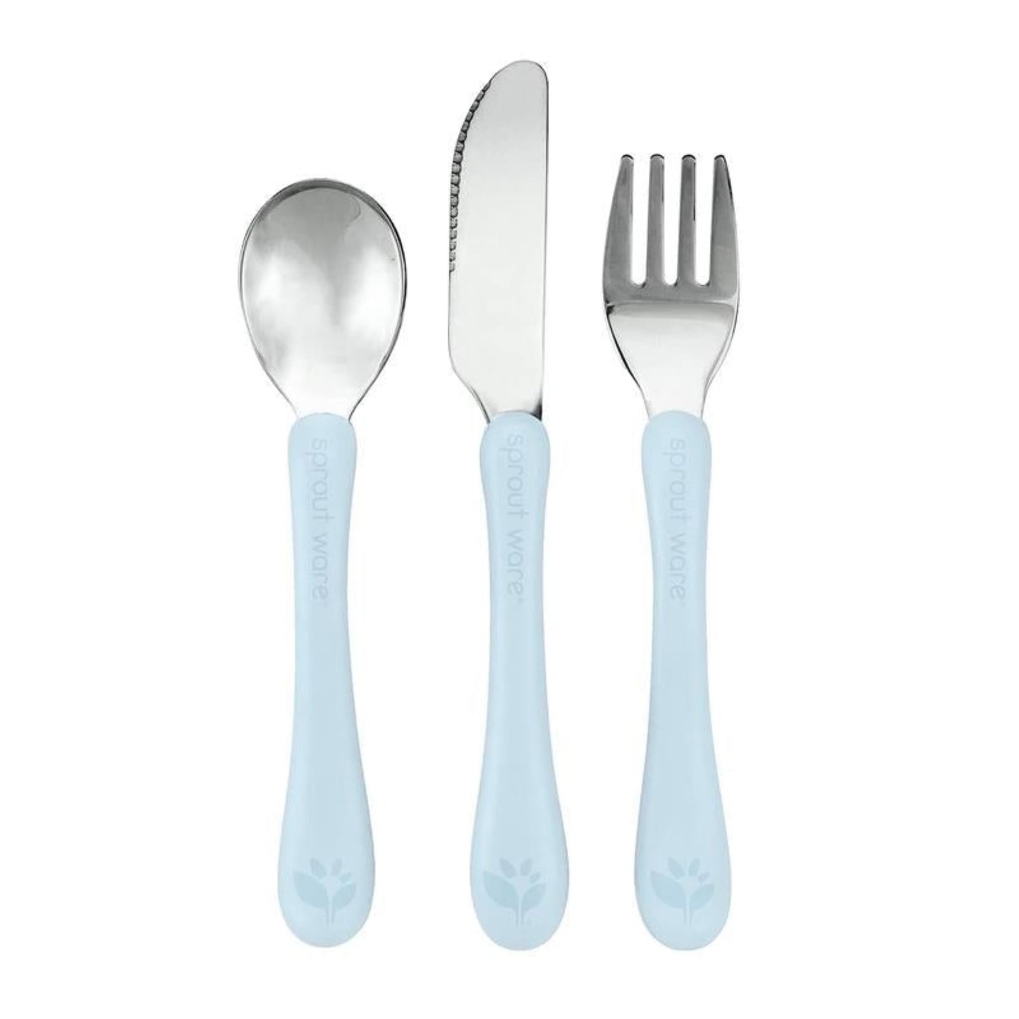 Green Sprouts® Stainless Steel & Sprout Ware® Kids' Cutlery, 12mo+, Plant-Plastic, Dishwasher Safe, Ergonomic, Tested for Hormones - Light Blueberry