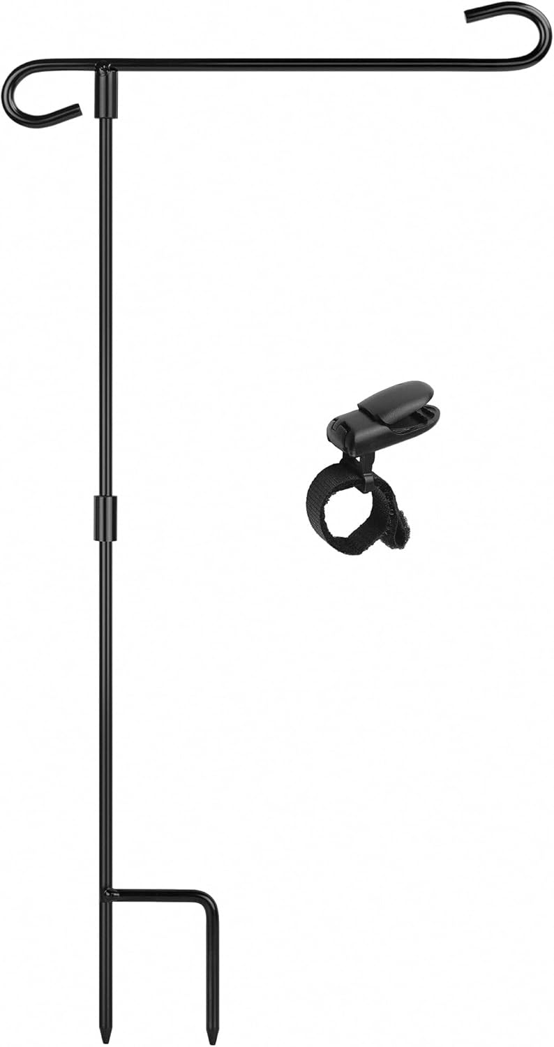 Nirohee Garden Flag Stand - Premium Metal Holder with Anti-Wind Clip | 12x18 Outdoor Decor
