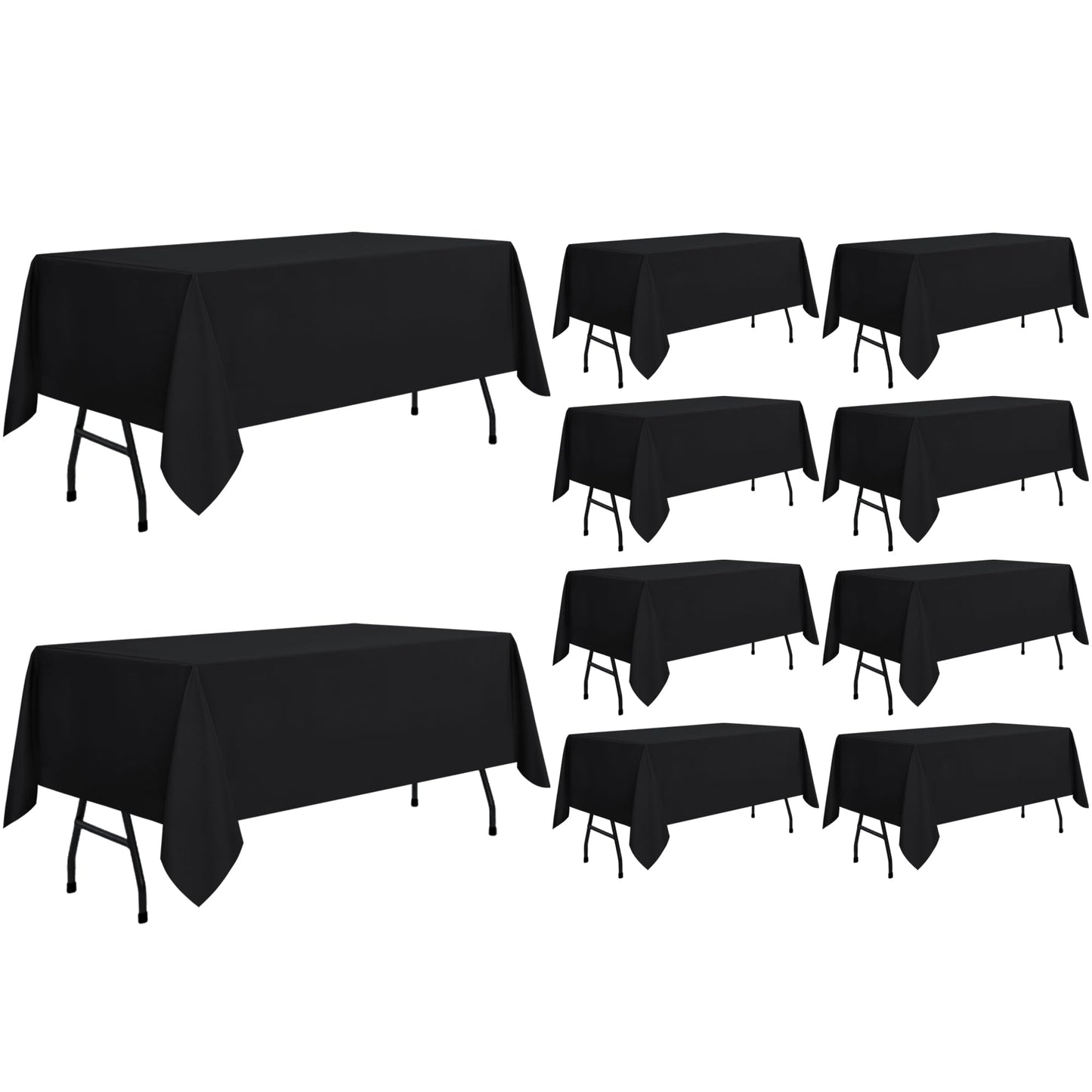 sancua 10 Pack Black Tablecloth 60 x 84 Inch, Rectangle Table Cloth for 4ft Tables - Stain and Wrinkle Resistant Washable Polyester Table Cover for Dining Wedding Banquet Party Buffet Restaurant