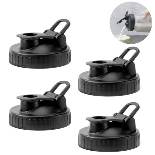 FyndraX Pour Spout Lids for Ball Wide Mouth Mason Jars, Airtight Canning Jar Flip Cap Top Lid for Drinking, Salad, Dressing Pouring, Leak-Proof, Pack of 4