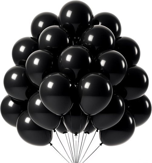 Black Balloons 100 Pack - 12 Inch Matte Latex Helium-Ready for Elegant Birthday & Wedding Decor