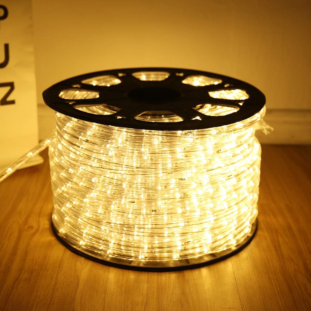 Skiennix 100ft LED Rope Lights - 720 LEDs Warm White, Waterproof for Indoor/Outdoor Decor | Perfect for Parties, Weddings, Trees, and Pools